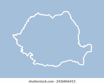 Detailed vector map Romania - border, frontier, boundary country - isolated on background. Template Europe outline country for pattern, report, infographic, backdrop. Silhouette of the map Romania