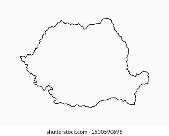 Detailed vector map Romania - border, frontier, boundary country - isolated on background. Template Europe outline country for pattern, report, infographic, backdrop. Silhouette of the map Romania