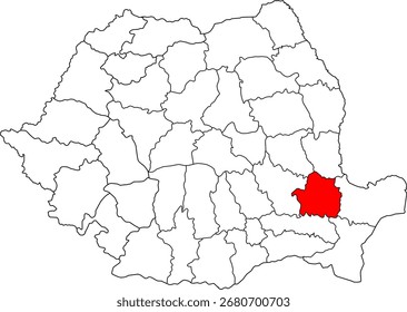A detailed vector map of Romania highlighting the Brăila county. Perfect for data visualization, presentations, and educational infographics.

