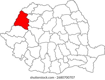 A detailed vector map of Romania highlighting the Bihor county. Perfect for data visualization, presentations, and educational infographics.

