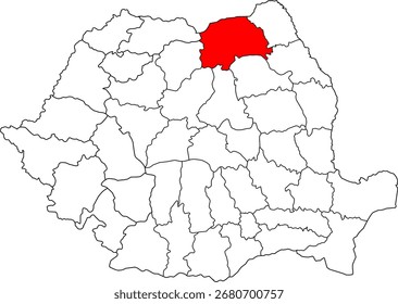 A detailed vector map of Romania highlighting the Suceava county. Perfect for data visualization, presentations, and educational infographics.

