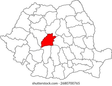 Un detallado mapa de Vector de Rumania que destaca el condado de Sibiu. Perfecto para visualización de datos, presentaciones e infografías educativas.

