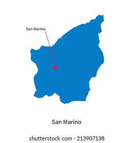 Detailed vector map of San Marino and capital city San Marino