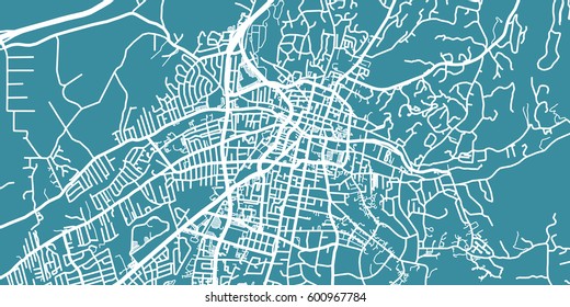 Detailed vector map of Santa Fe, scale 1:30 000, USA