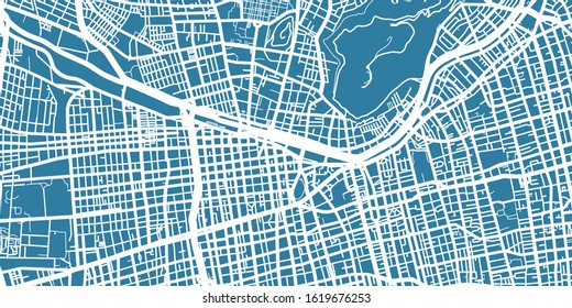 Detailed vector map of Santiago, scale 1:10 000, Chile