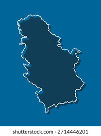 Mapa detalhado do vetor Sérvia - fronteira, fronteira, fronteira país - isolado no fundo. Modelo Europa delinear país para padrão, relatório, infográfico, pano de fundo. Silhueta do mapa Sérvia