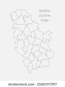 Detailed vector map Serbia divided on regions isolated on background. Template Europe country for pattern, infographic, design, illustration. Outline concept of administrative divisions Serbia