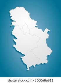 Detailed vector map Serbia divided on regions isolated in the background. Template Europe country for pattern, infographic, design, illustration. Creative concept of administrative divisions Serbia