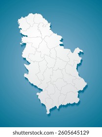 Detailed vector map Serbia divided on regions isolated in the background. Template Europe country for pattern, infographic, design, illustration. Creative concept of administrative divisions Serbia