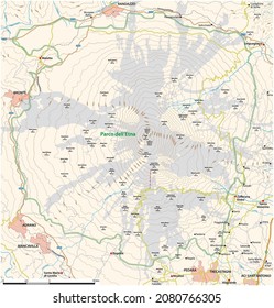 Detailed Vector Map Sicilian Volcano Etna Stock Vector (Royalty Free ...