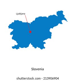 Detailed vector map of Slovenia and capital city Ljubljana