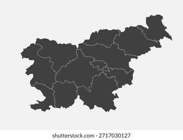 Detailed vector map of Slovenia divided on regions isolated in the background. Template Europe country for pattern infographic design illustration. Concept outline of administrative divisions Slovenia