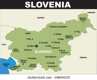 Detailed Vector Map of Slovenia; Illustrator 8