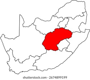 Um detalhado mapa vetorial da África do Sul destacando a província do Estado Livre. Ideal para apresentações e relatórios agrícolas, econômicos e geográficos.

