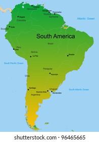 Detailed vector map of south america continent