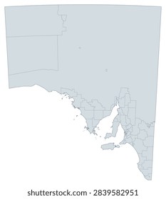 Detailed vector map of South Australia, showcasing administrative divisions (ADM2 level). Ideal for geographic analysis, planning, and educational purposes.