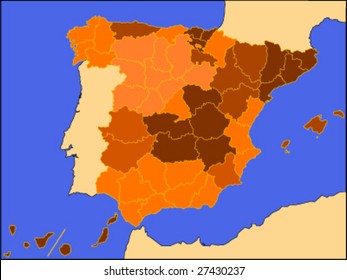 detailed vector map of spain