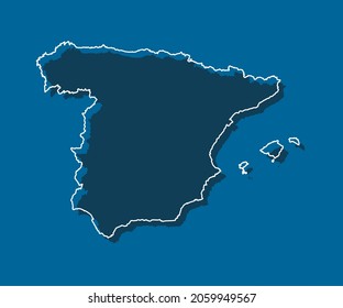 Detailed vector map Spain - border, frontier, boundary country - isolated on background. Template Europe outline map for pattern, report, infographic, backdrop. Concept of the state Spain