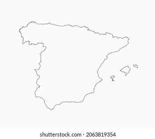 Detailed vector map Spain - border, frontier, boundary country - isolated on background. Template Europe outline map for pattern, report, infographic, backdrop. Concept of the state Spain