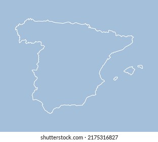 Detailed vector map Spain - border, frontier, boundary country - isolated on background. Template Europe outline country for pattern, report, infographic, backdrop. Concept of the map Spain