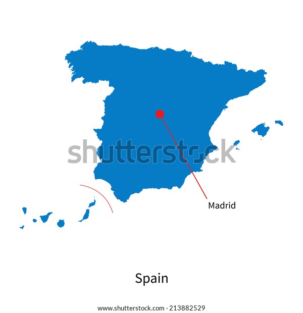 Detailed Vector Map Spain Capital City Stock Vector Royalty Free