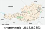 Detailed vector map of the State of Austria
