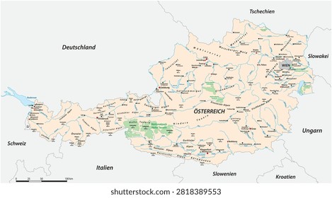 Detailed vector map of the State of Austria