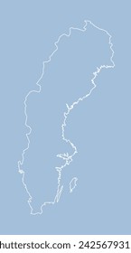 Detailed vector map Sweden - border, frontier, boundary country - isolated on background. Template Europe outline country for pattern, report, infographic, backdrop. Silhouette of the map Sweden