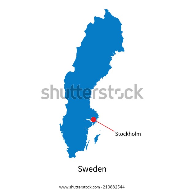 Capital Of Sweden Map Detailed Vector Map Sweden Capital City Stock Vector (Royalty Free 