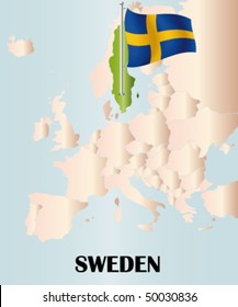 detailed vector map of sweden / and europe