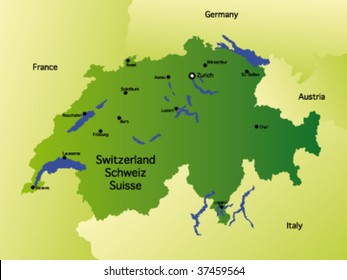 detailed vector map of switzerland