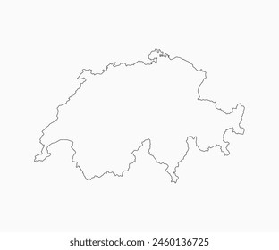 Detailed vector map Switzerland - border, frontier, boundary country - isolated on background. Template Europe outline country for pattern, report, infographic, backdrop. Silhouette of map Switzerland