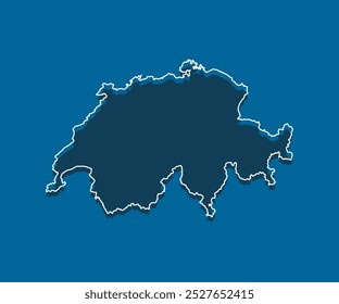 Mapa detalhado do vetor Suíça - fronteira, fronteira, país limítrofe - isolado no fundo. Modelo Europa delinear país para padrão, relatório, infográfico. Silhueta o mapa Suíça