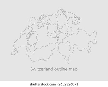 Mapa detalhado do vetor Suíça dividido em regiões isoladas em segundo plano. Modelo Europa país para padrão, infográfico, design, ilustração. Delinear o conceito de estado das divisões administrativas
