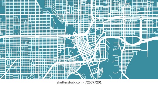 Detailed vector map of Tampa, scale 1:30 000, USA