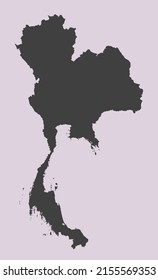 Detaillierte Vektorkarte Thailand einzeln auf Hintergrund. Vorlagenasien für Muster, Berichte, Infografiken, Hintergrund. Konzept-Skizze des Staates Thailand. Kontaktkarte für Ihr Design, Illustration