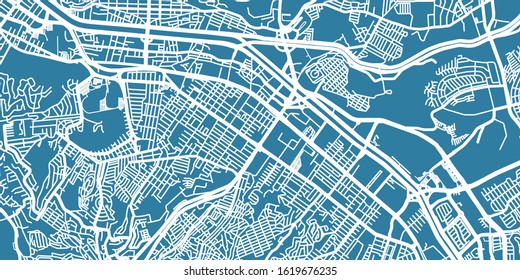 Detailed vector map of Tijuana, scale 1:10 000, Mexico