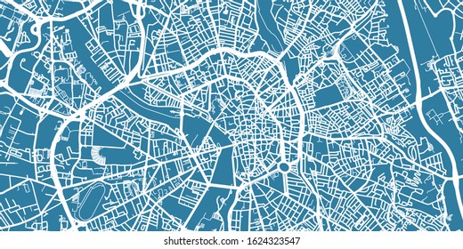 Detailed vector map of Toulouse, scale 1:10 000, France