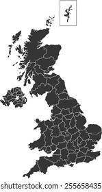 Detailed vector map of the UK