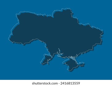 Detailed vector map Ukraine - border, frontier, boundary country - isolated on background. Template Europe outline country for pattern, report, infographic, backdrop. Silhouette of the map Ukraine