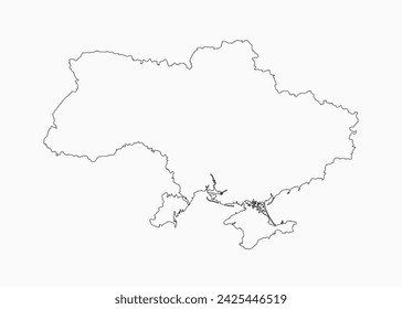 Detailed vector map Ukraine - border, frontier, boundary country - isolated on background. Template Europe outline country for pattern, report, infographic, backdrop. Silhouette of the map Ukraine