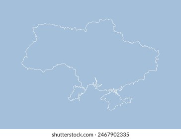 Detailed vector map Ukraine - border, frontier, boundary country - isolated on background. Template Europe outline country for pattern, report, infographic, backdrop. Silhouette of the map Ukraine