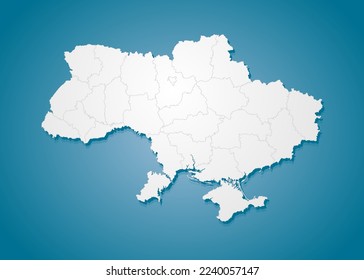 Detailed vector map Ukraine divided on regions isolated on background. Template Europe country for pattern, infographic, design illustration. Creative concept of administrative divisions state Ukraine