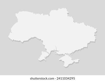 Detailed vector map Ukraine isolated on background. Template Europe country for pattern, report, infographic, backdrop. Concept outline of the state Ukraine. Contour map for education, illustration