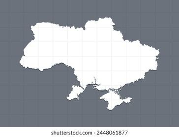 Detailed vector map Ukraine isolated on background. Template Europe country for pattern, report, infographic, backdrop. Concept outline of the state Ukraine. Contour map for education, illustration