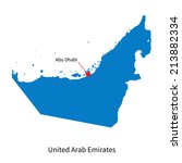 Detailed vector map of United Arab Emirates and capital city Abu Dhabi