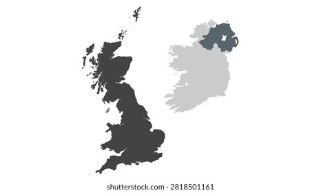 Detailed vector map of the United Kingdom and Ireland with distinct regional shading, highlighting geographical layout and borders