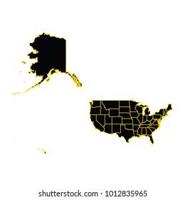Detailed vector map of United States and capital city Washington.