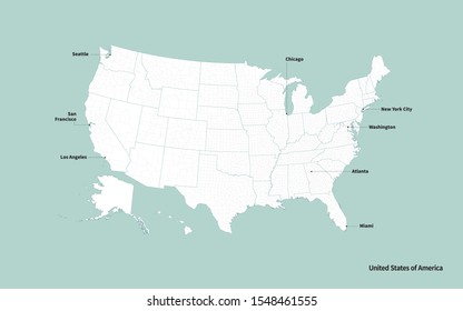 Detailed vector map of the United States of America. Modern USA map illustration. U.S federal states.