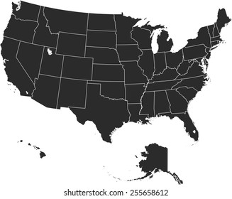 Detailed vector map of the USA